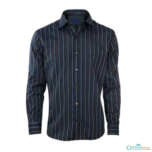 Blue On Black Striped Formal Shirts