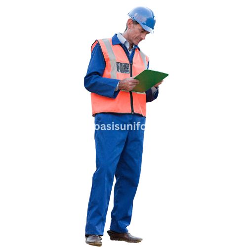 Blue Men's Construction Uniform Set with Vest Manufacturer