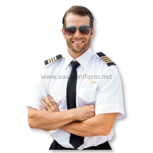 White Pilot Shirt with Black Tie Manufacturer