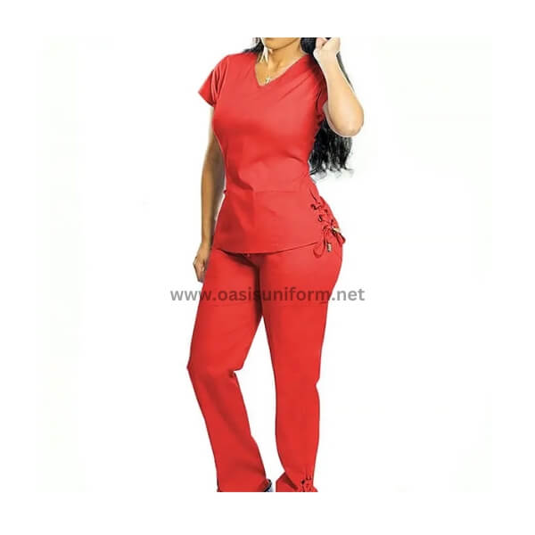 wholesale stylish red women's medical scrub