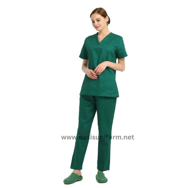 wholesale v neck top women green scrub